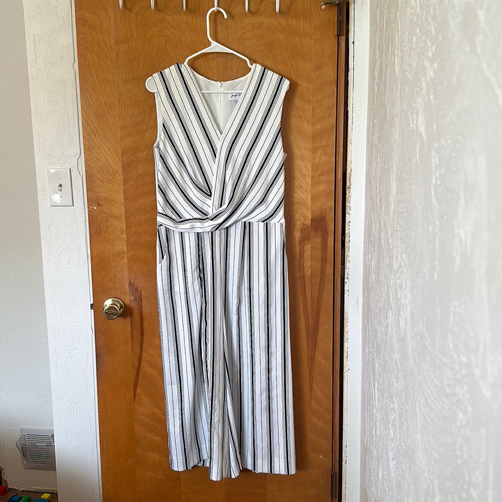 Joseph Ribkoff • Size 10 • Black and White stripped jumpsuit with pockets